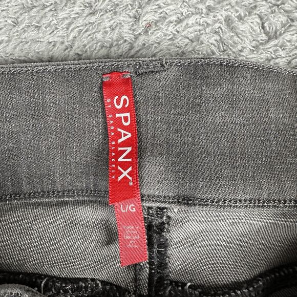 Spanx Women's Shaping Jeggings L Grey Raw Hem Solid High Rise Slimming - Picture 2 of 5